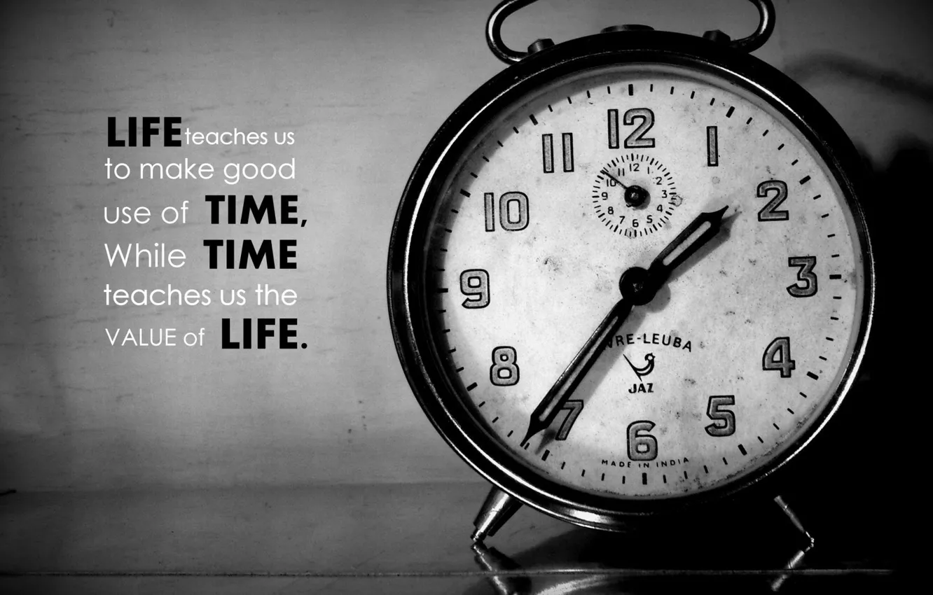 Фото обои old, black and white, time, clock, allarm