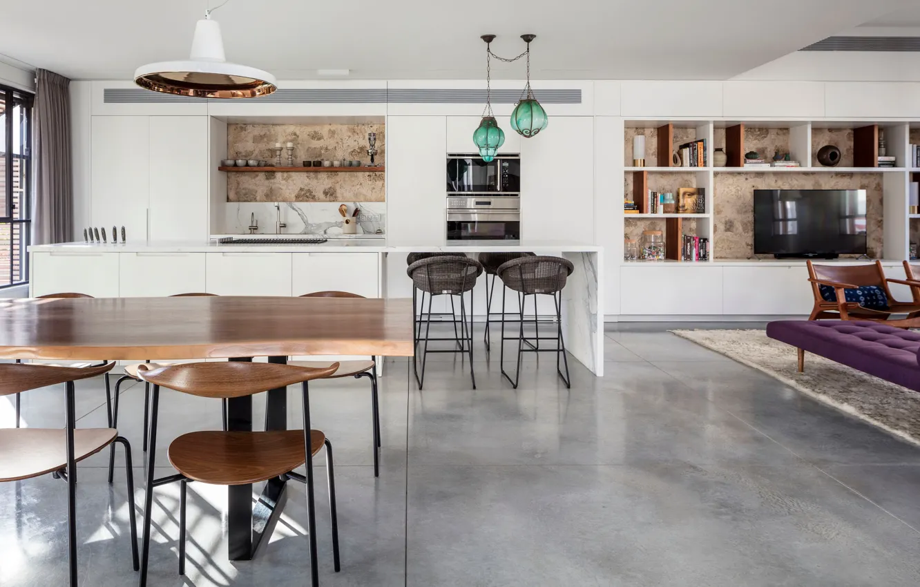 Фото обои интерьер, кухня, гостиная, столовая, Tel Aviv, by MGA-Meirav Galan Architect, The Charm Townhouse