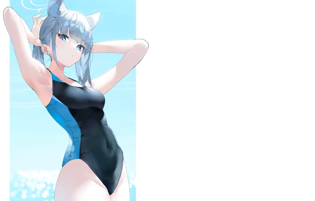 Фото обои kawaii, girl, sexy, wet, anime, water, seaside, swimsuit