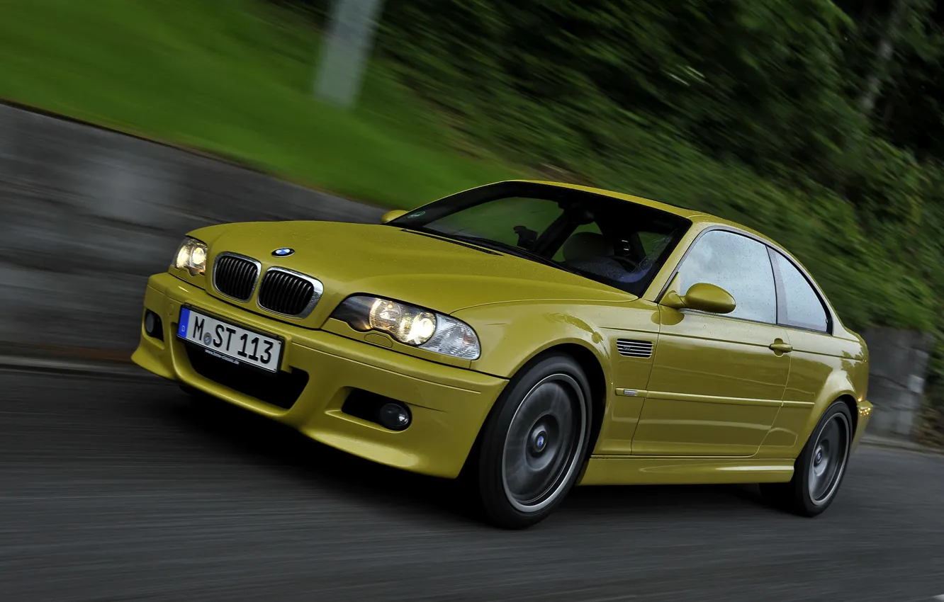 Фото обои жёлтый, купе, BMW, E46, BMW M3, M3, двухдверное, M3 Coupe