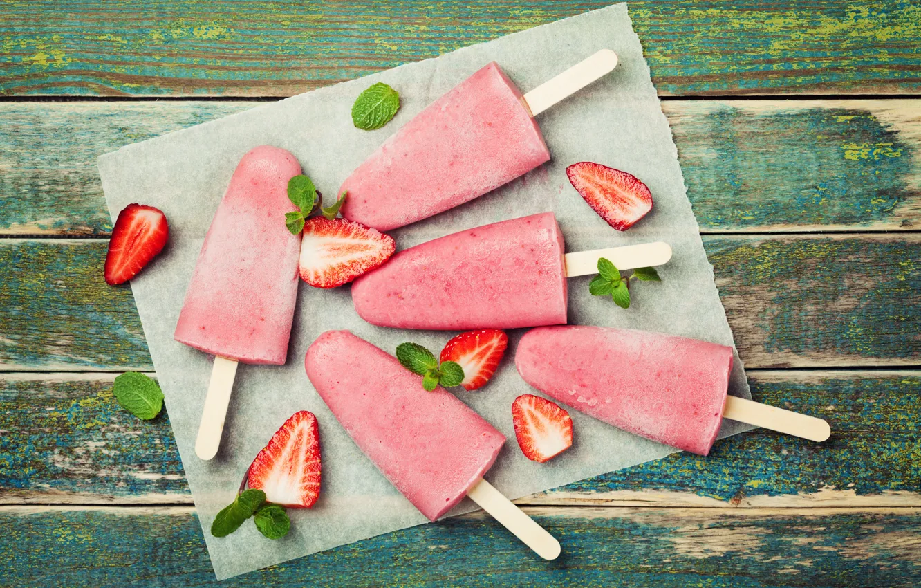 Фото обои клубника, десерт, sweets, ice cream, strawberry, мороженое