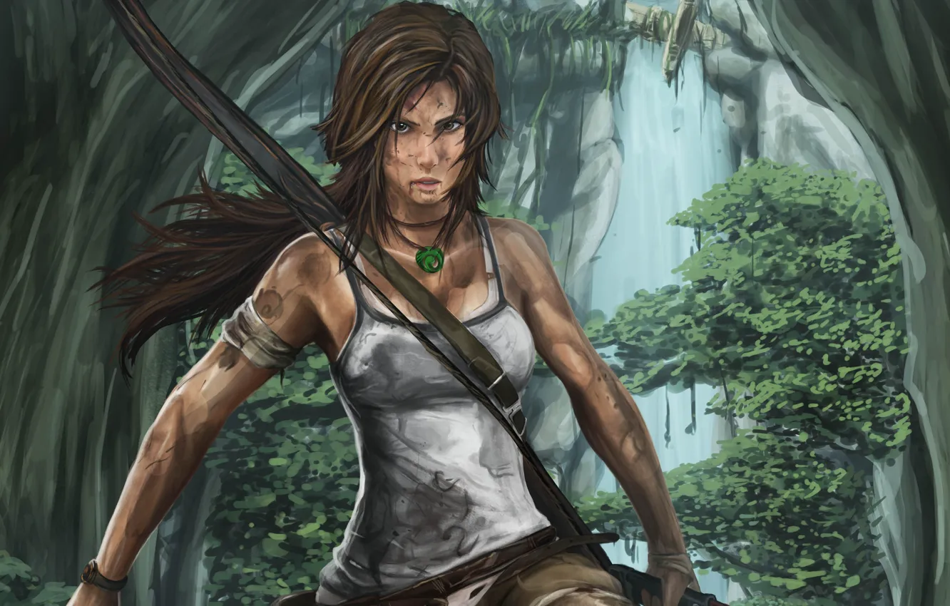 Фото обои Девушка, Tomb Raider, Арт, Lara croft