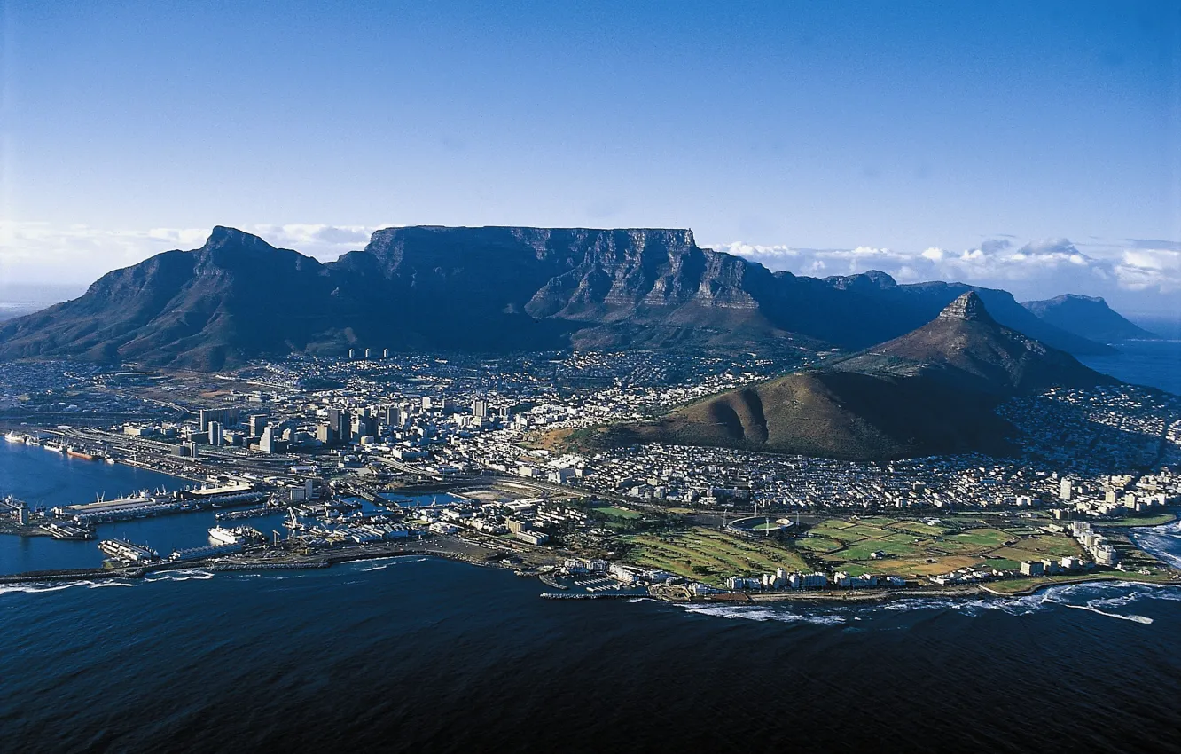 Фото обои город, панорама, South Africa, Южная Африка, Table Mountain
