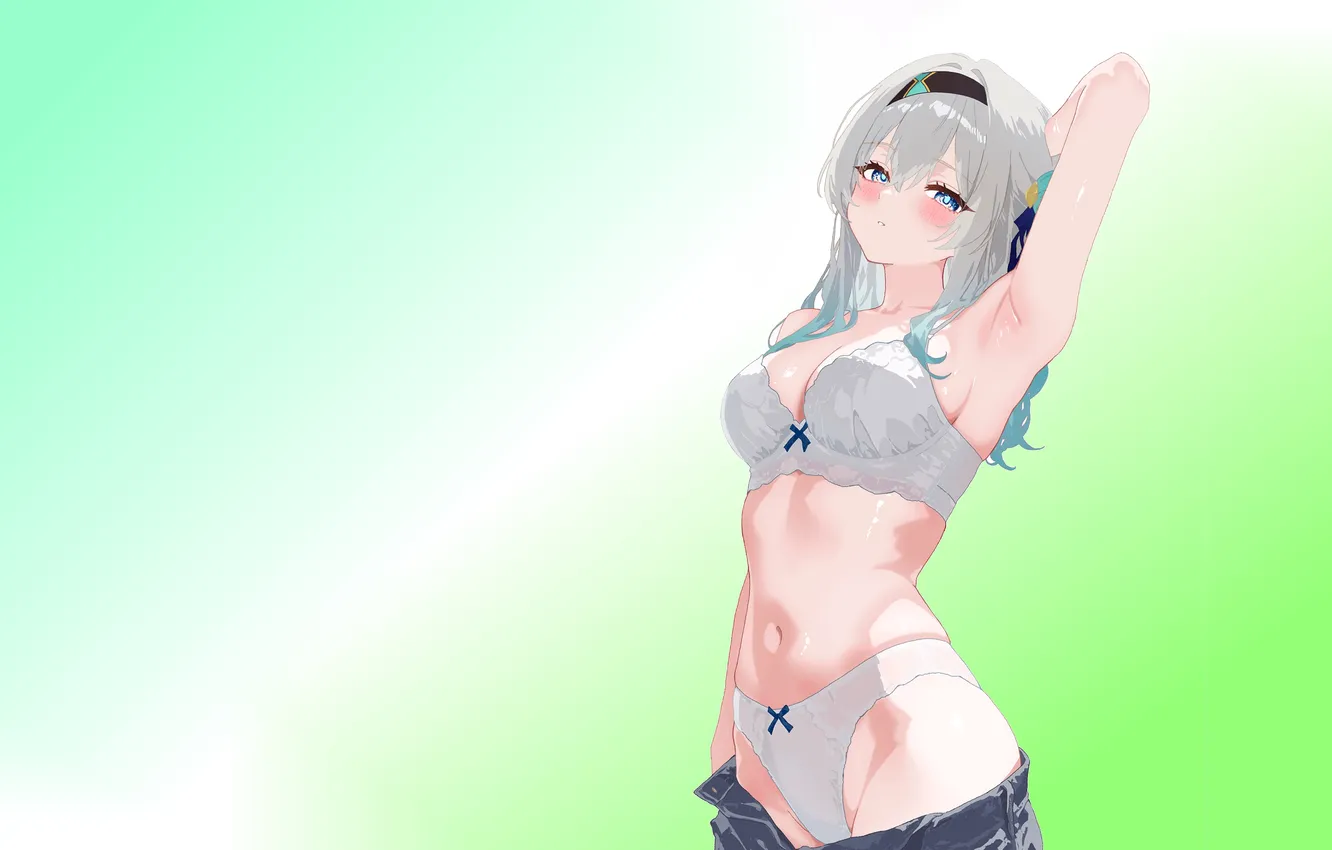 Фото обои girl, white, hot, sexy, bra, panties, anime, babe