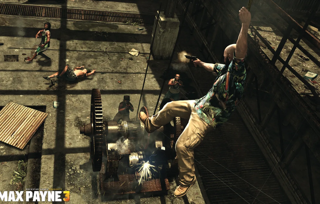 Фото обои полет, стрельба, game, Max Payne 3, Макс Пейн