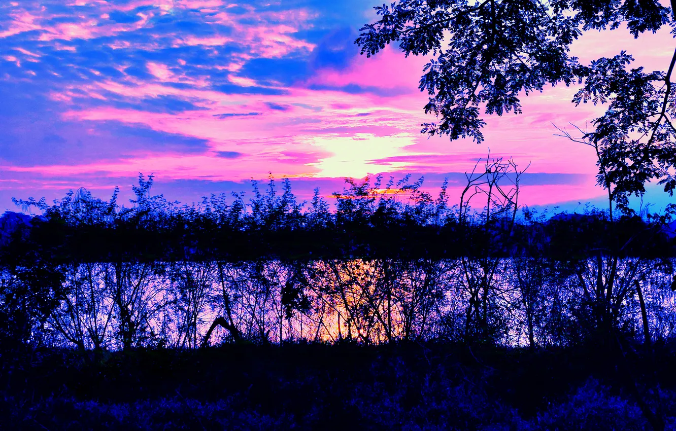 Фото обои Clouds, Sky, Sun, Water, Sunrise, Dawn, Morning, Lake