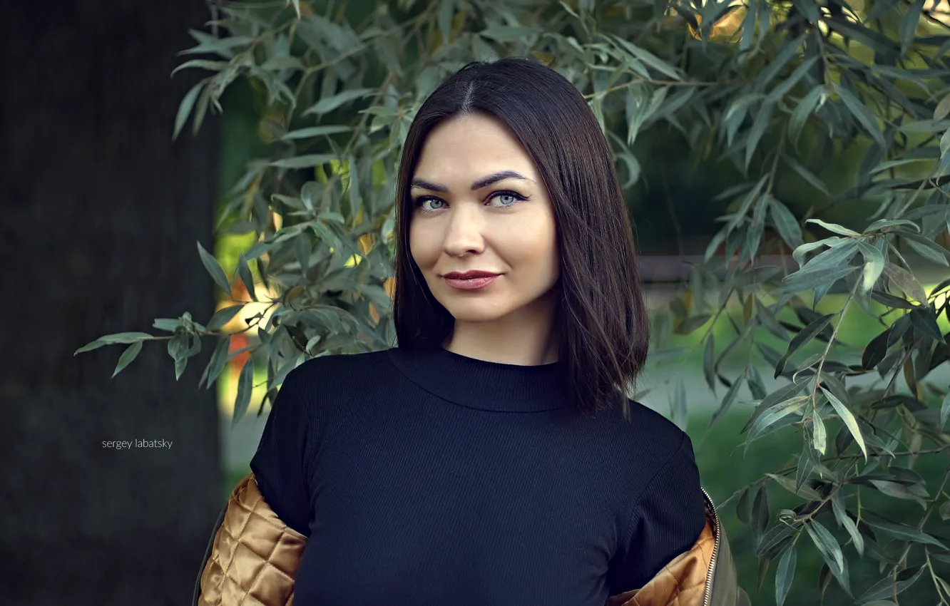 Фото обои девушка, улыбка, брюнетка, girl, красивая, голубые глаза, smile, anastasia