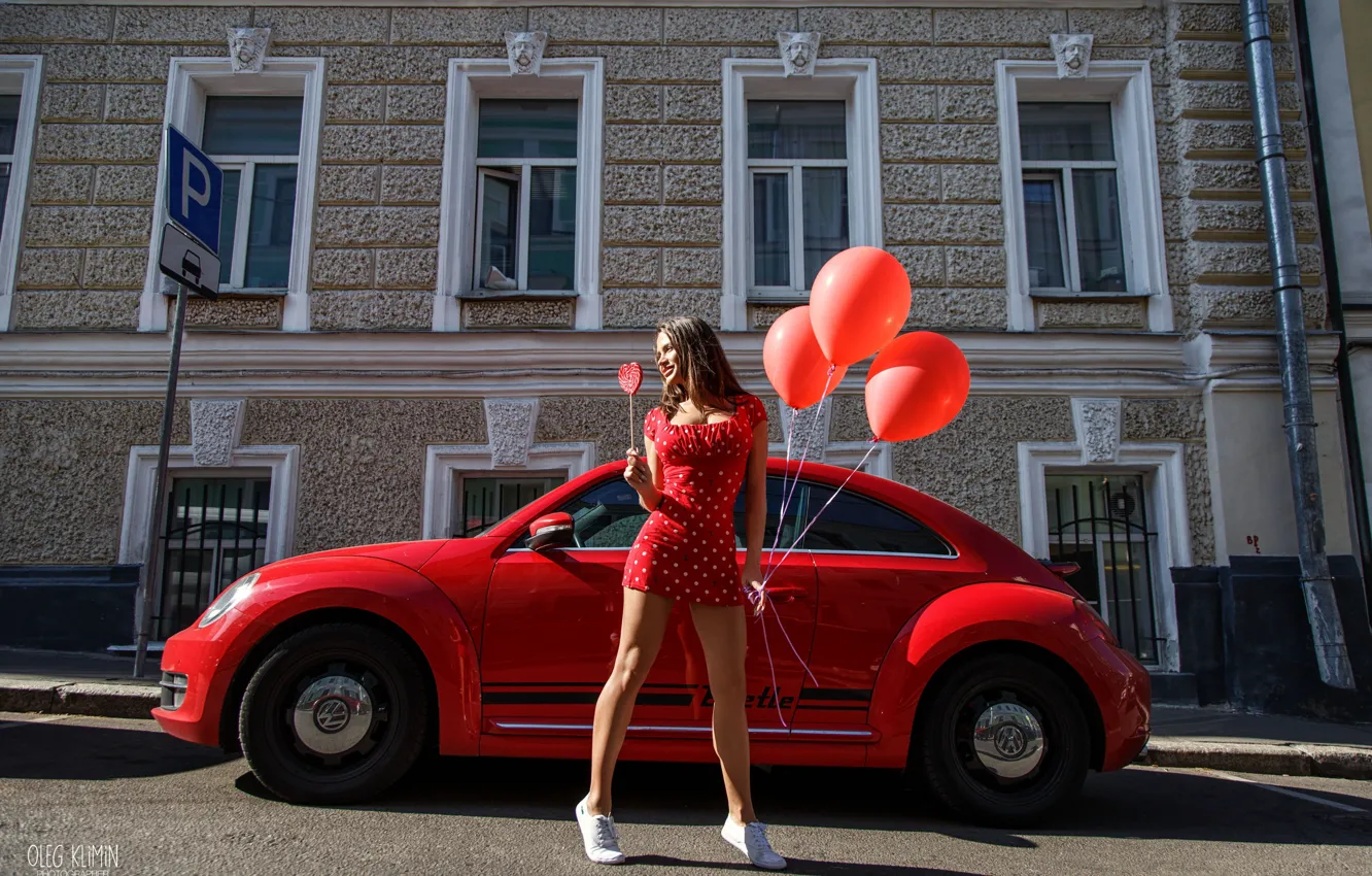 Фото обои машина, шарики, Девушка, Oleg Klimin, Полина Гофштейн
