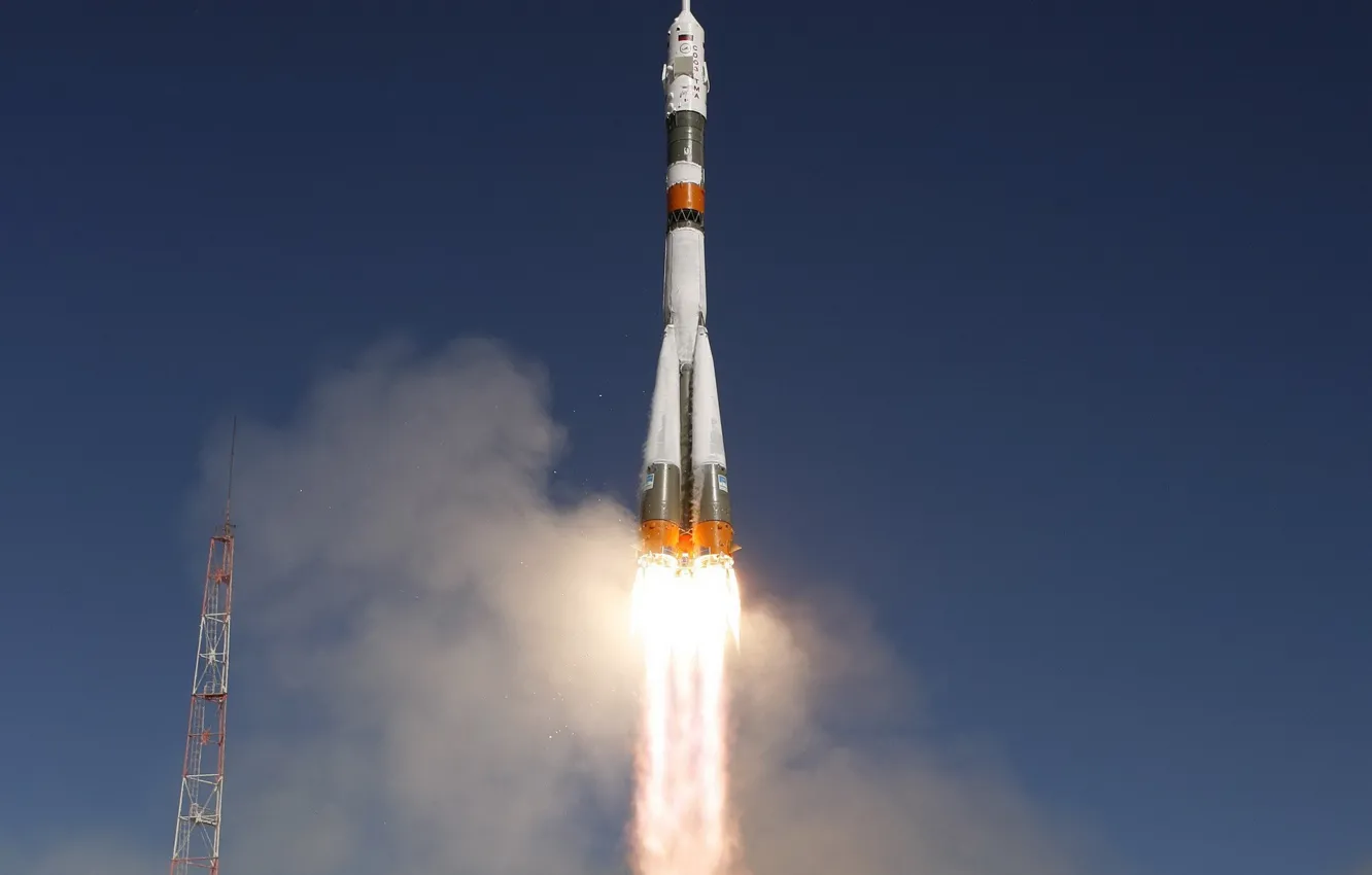 Фото обои пламя, ракета, запуск, Союз ТМА-16