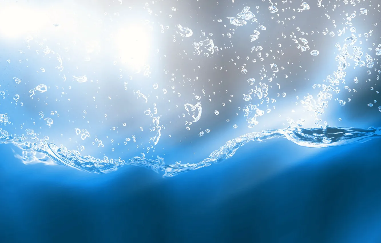 Фото обои синий, пузыри, Вода