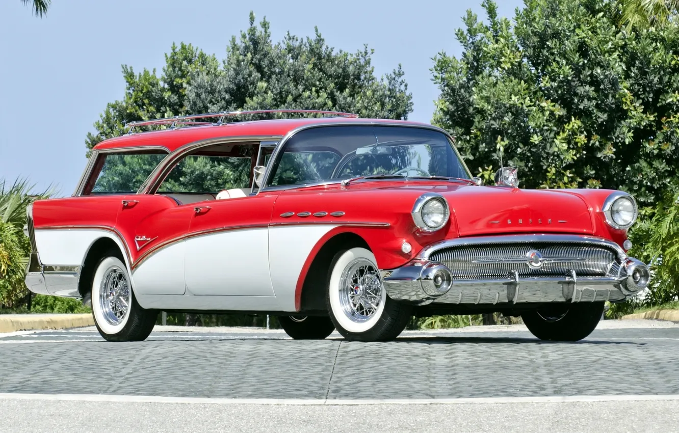 Фото обои Бьюик, передок, 1957, универсал, Buick, Wagon, Century, Caballero
