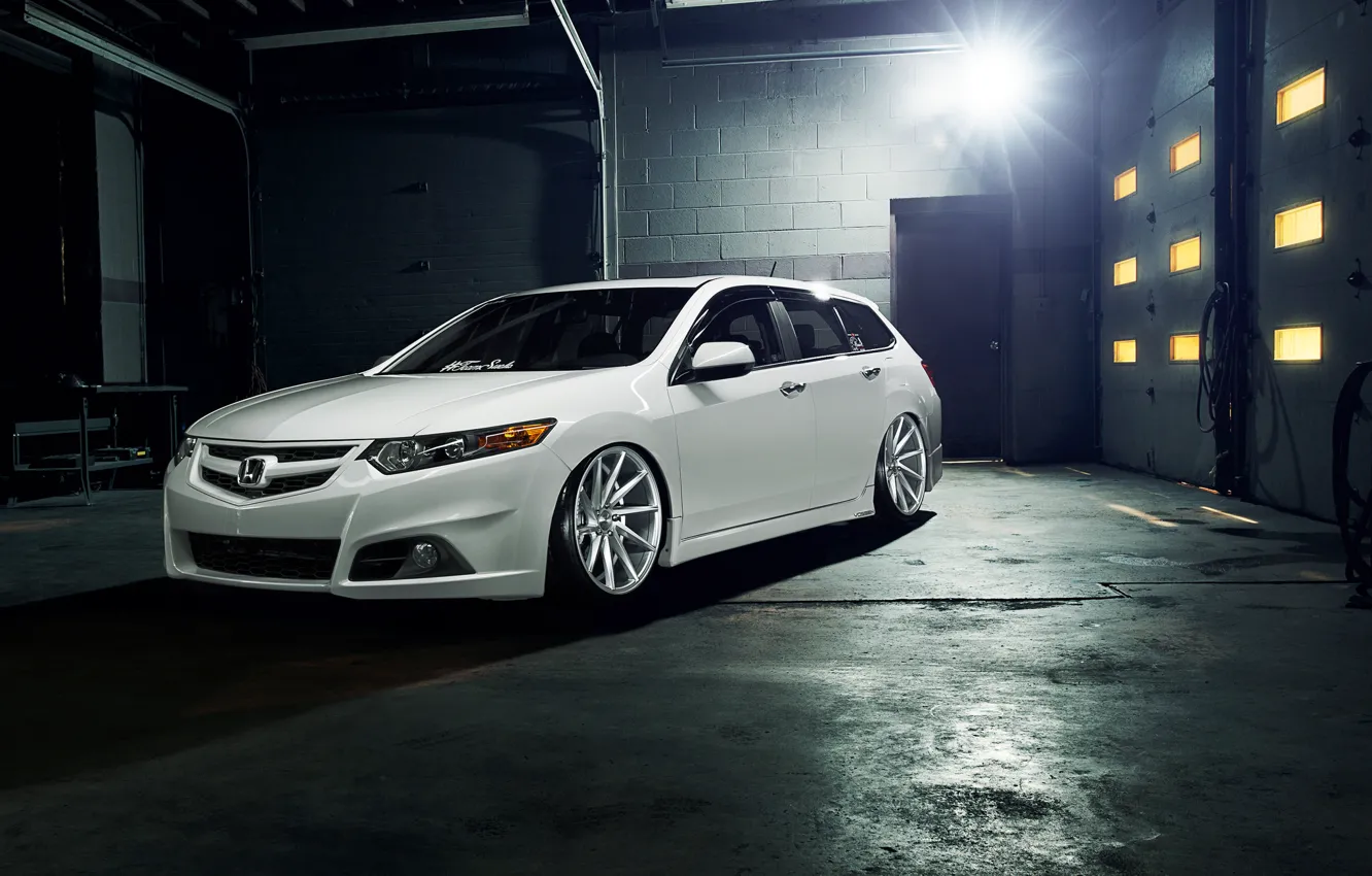 Фото обои тюнинг, белая, white, Honda, хонда, vossen, акура, Acura, Wagon, TSX