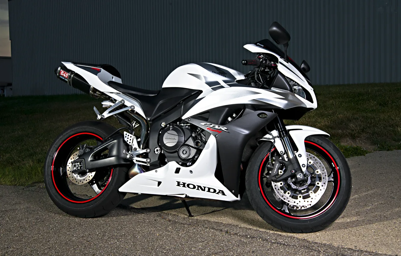 Фото обои белый, чёрный, мотоцикл, white, honda, black, хонда, super sport
