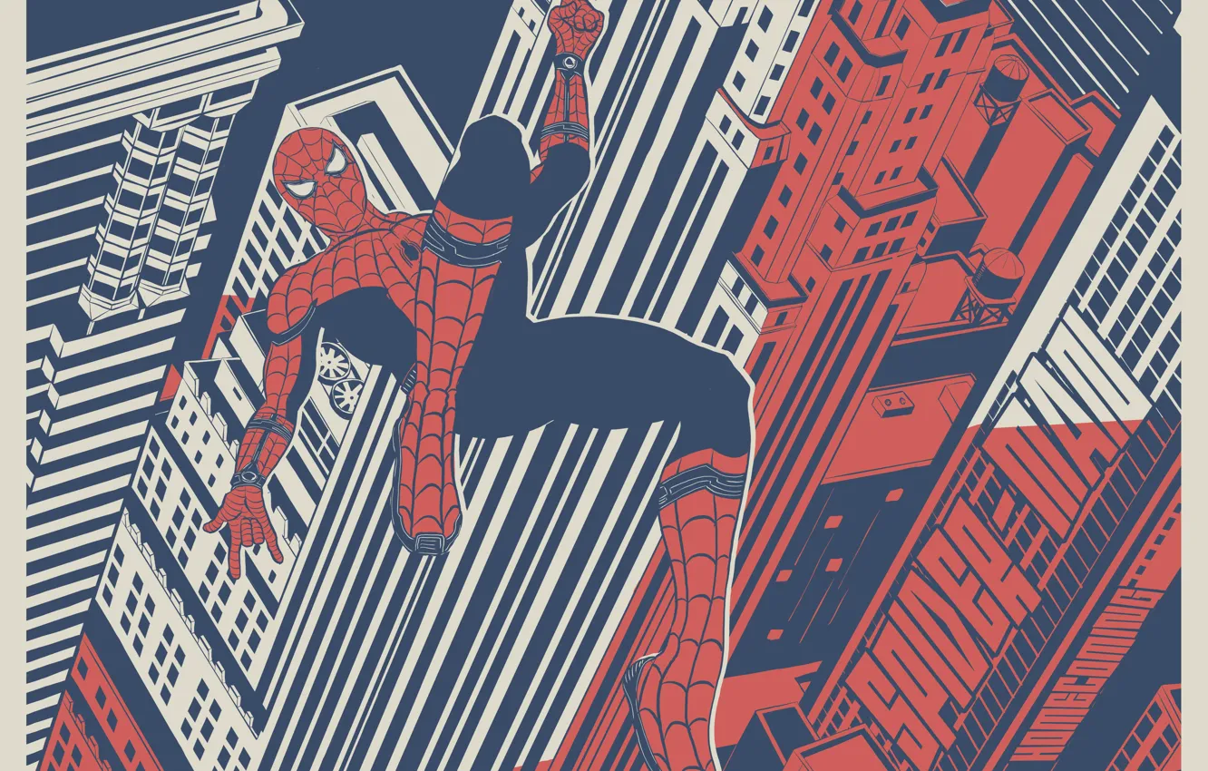 Фото обои city, cinema, spider, man, boy, cartoon, Marvel, movie