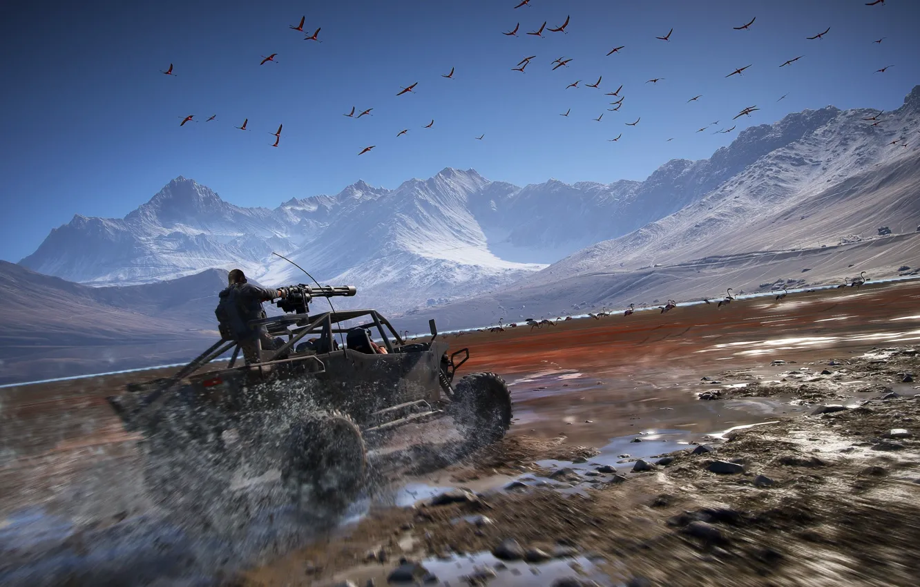 Фото обои горы, Машина, пулемет, Ghost Recon Wildlands