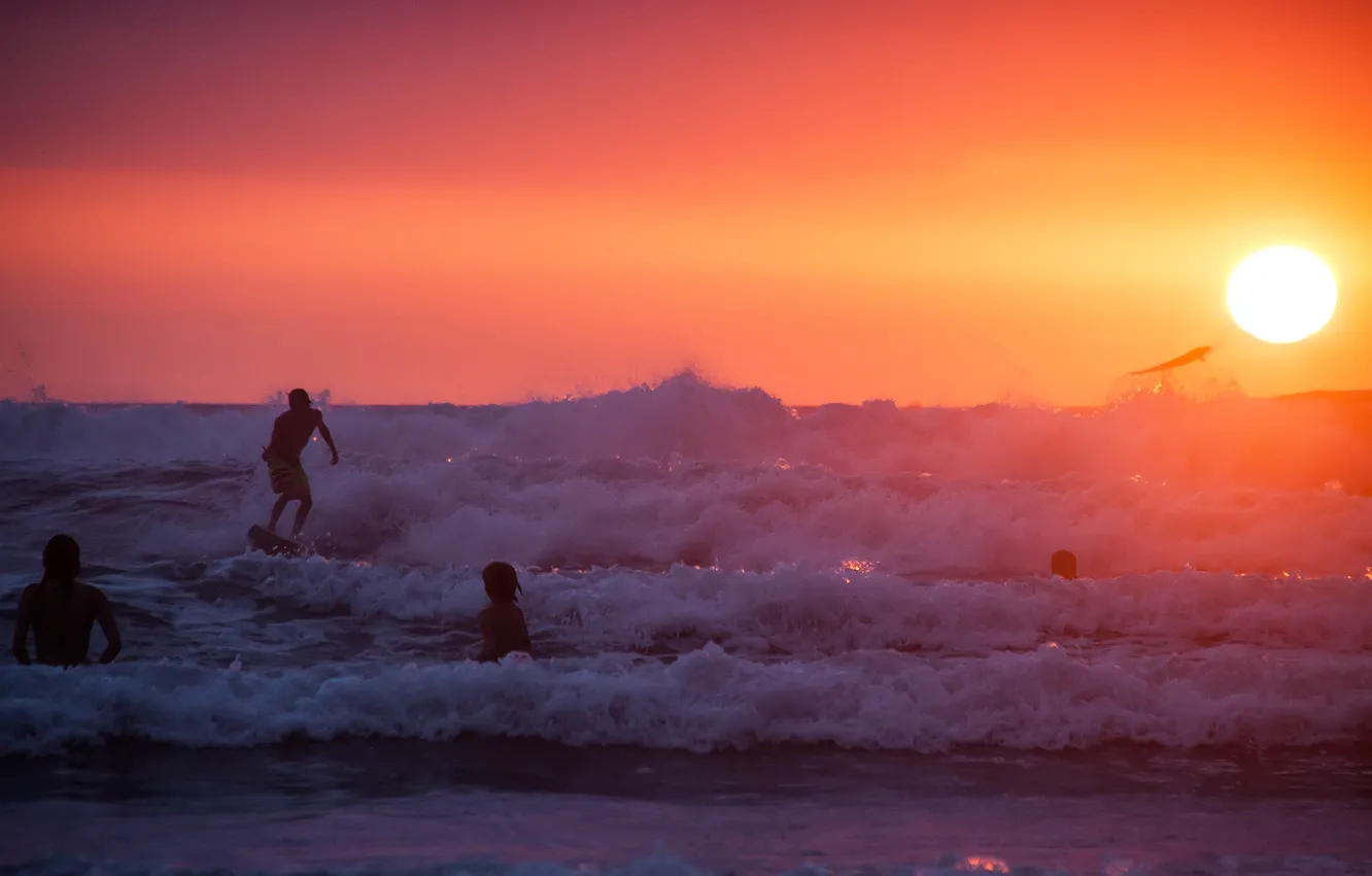 Фото обои summer, beach, ocean, sunset, water, surf, wave