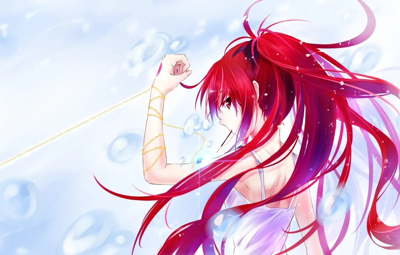 Фото обои девушка, пузыри, аниме, арт, цепь, mahou shoujo madoka magica, Девочка-волшебница Мадока, sakura kyouko