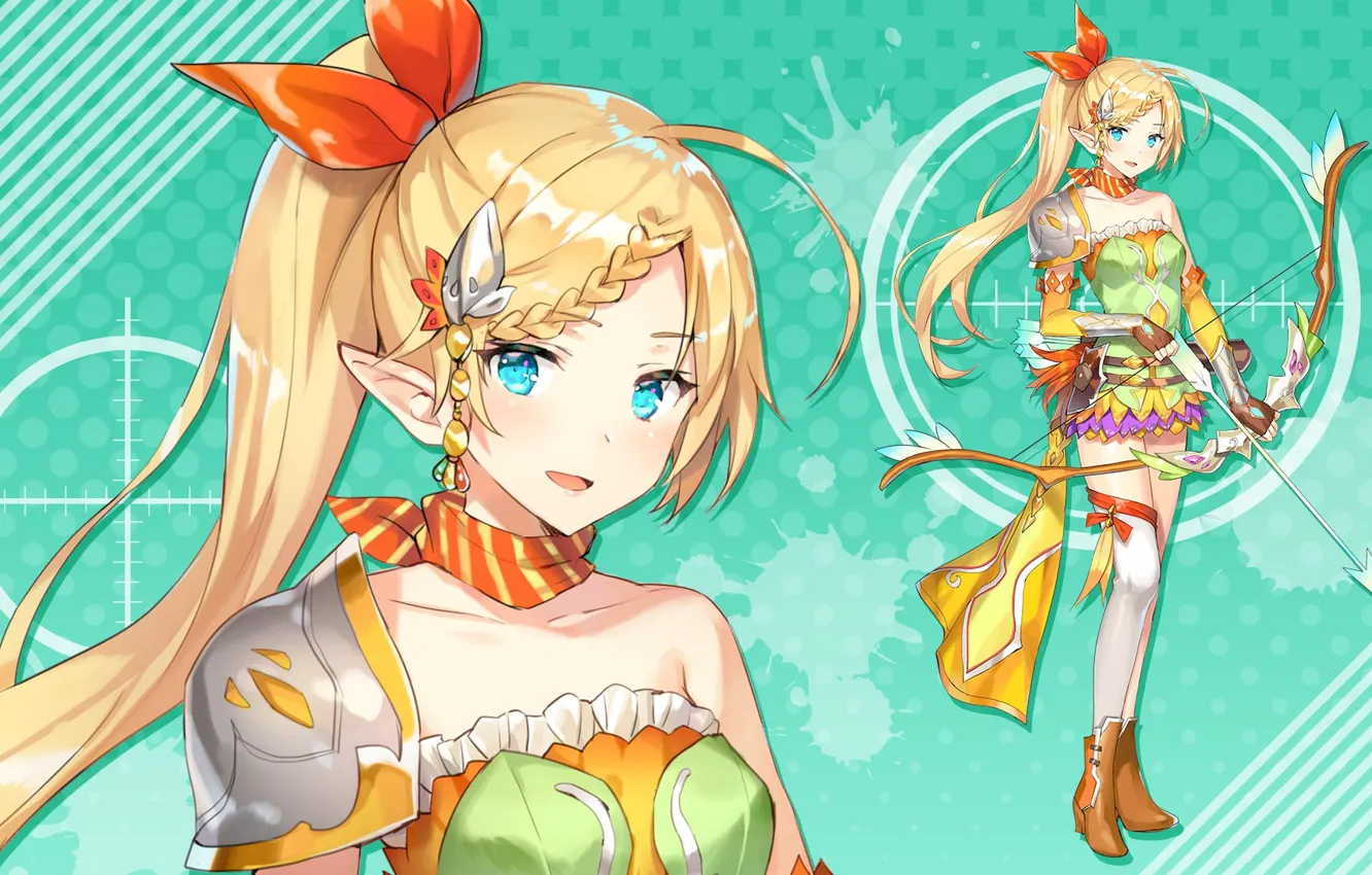 Фото обои девушка, блондинка, зелёный фон, Bullet Girls Phantasia