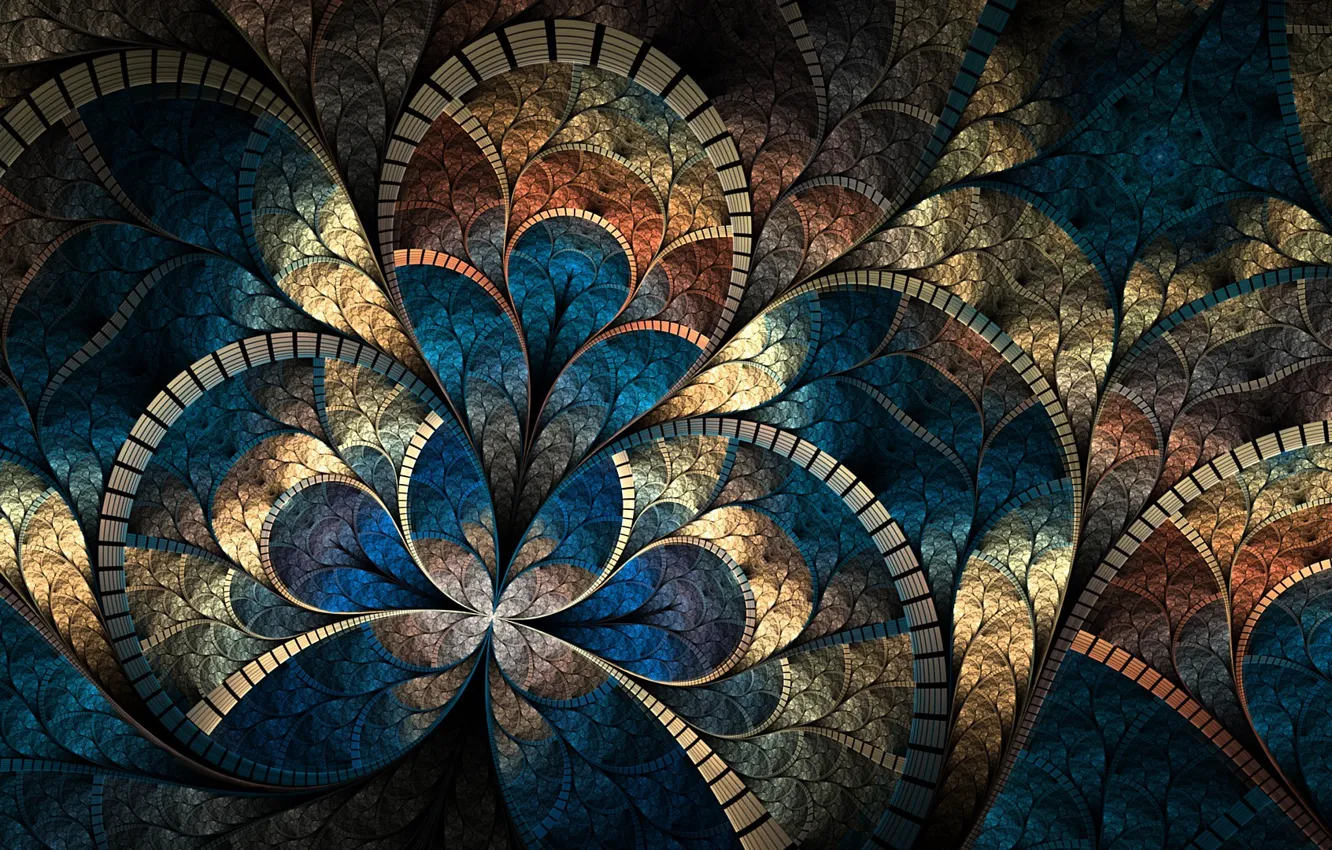 Фото обои мозаика, абстракция, изгибы, яркость, фрактальный узор