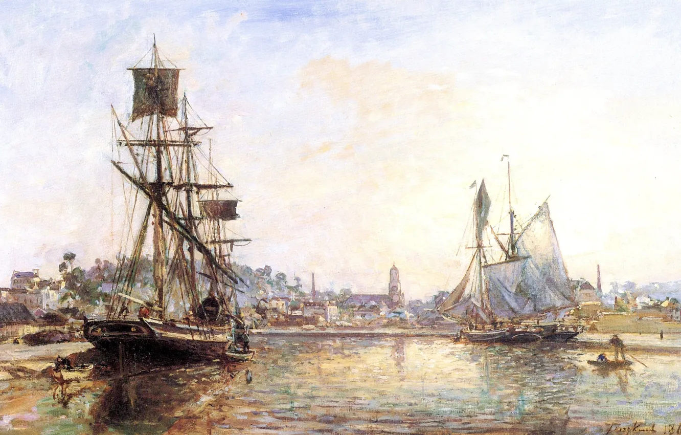 Фото обои картина, живопись, painting, The Honfleur Port