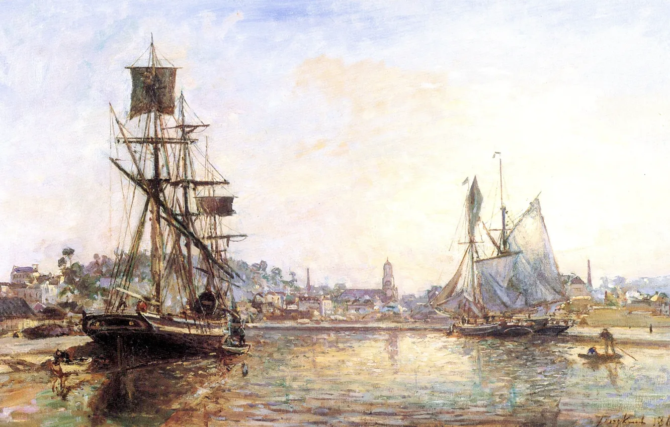 Фото обои painting, картина, живопись, The Honfleur Port
