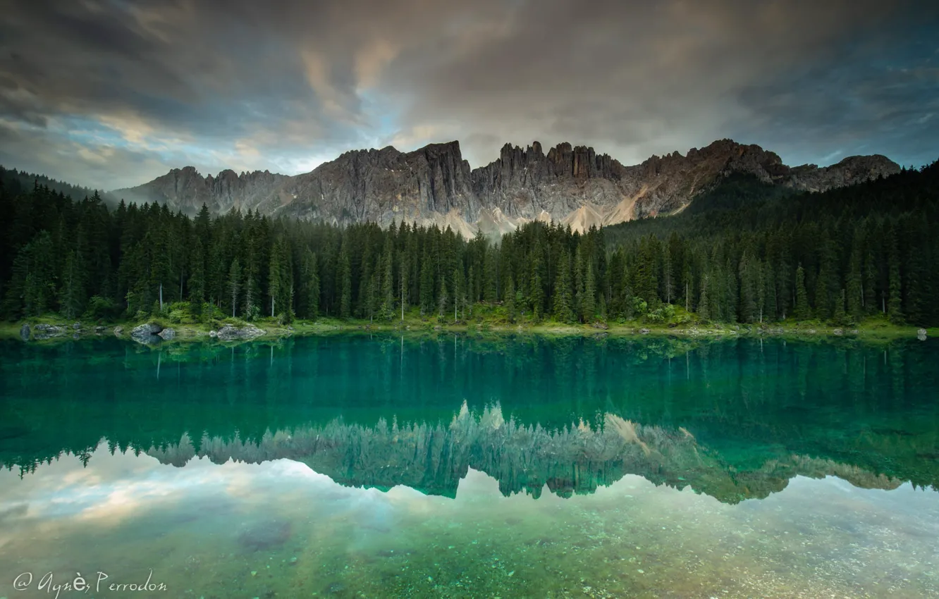 Фото обои лес, горы, природа, озеро, отражение, Agnеs Perrodon