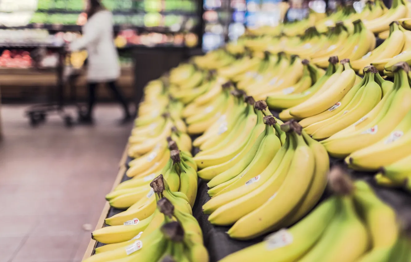 Фото обои бананы, магазин, супермаркет