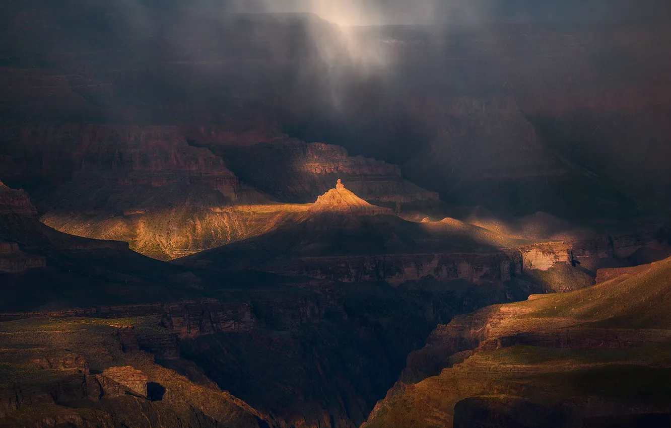 Фото обои свет, туман, Большой каньон