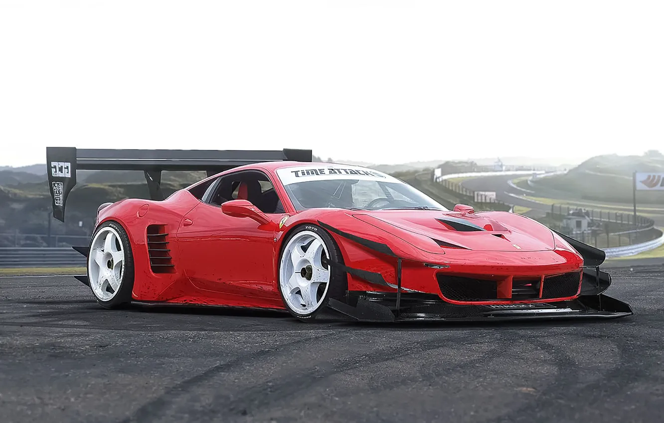 Фото обои Ferrari, Red, 458, Time, Tuning, Future, Italia, Supercar