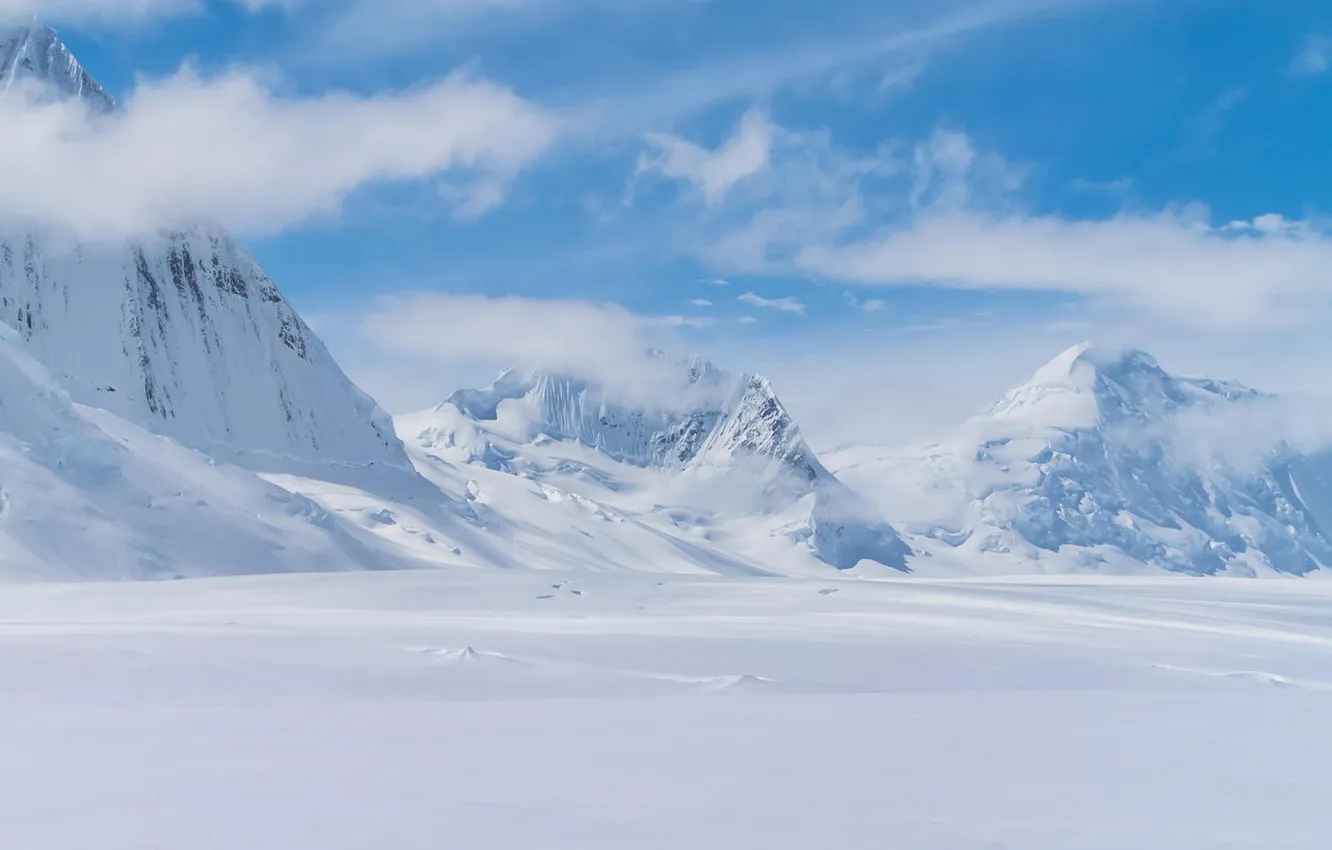 Фото обои зима, снег, горы, природа, ледник, Antarctica