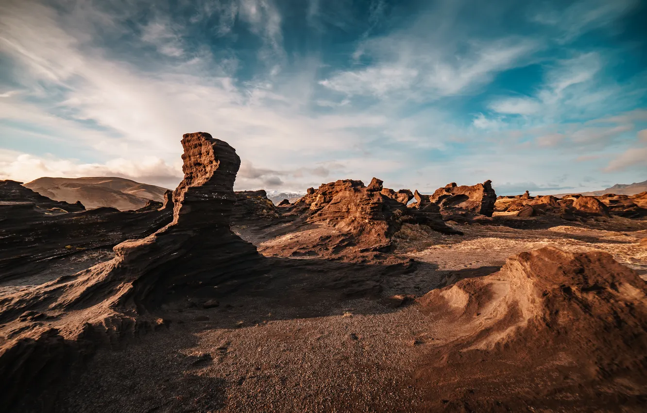 Фото обои rocks, iceland, dry