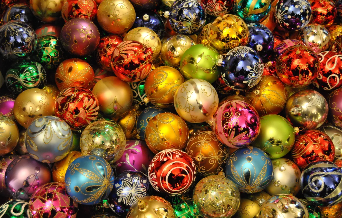 Фото обои шарики, игрушки, новый год, рождество, текстура, украшение