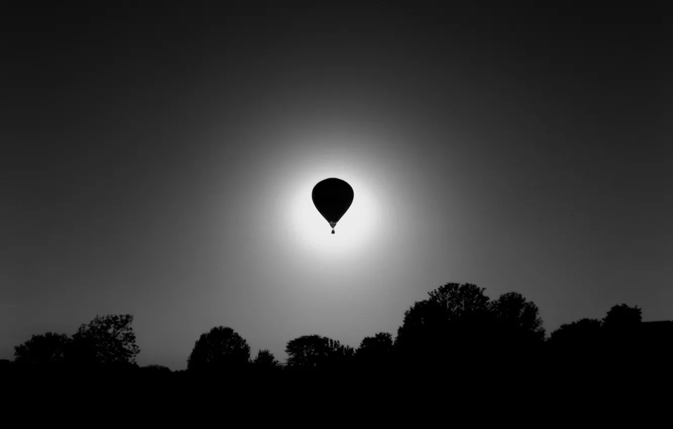 Фото обои свет, шар, черно-белая, воздушный
