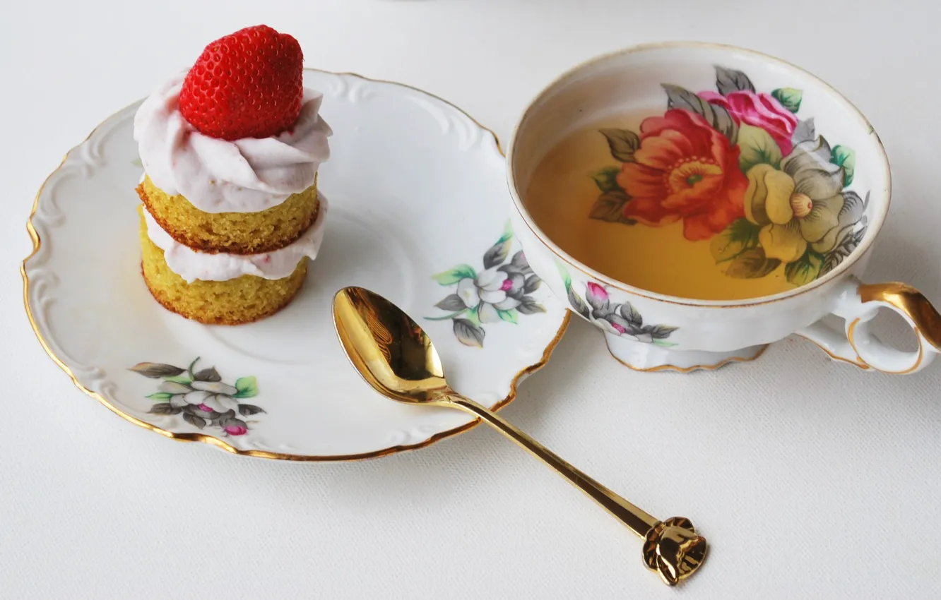 Фото обои cake, spoon, Cup, good morning, tea