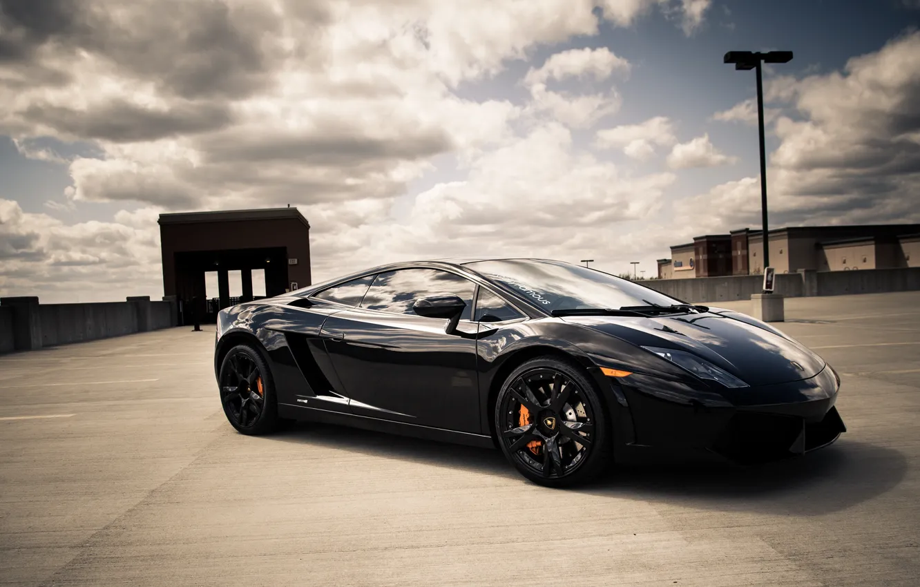 Фото обои чёрный, Lamborghini, Gallardo, black, ламборджини, галлардо