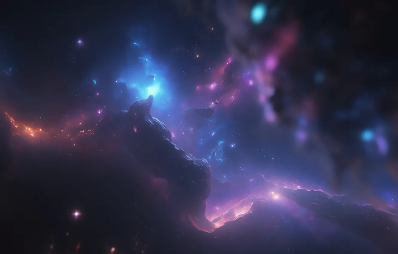 Фото обои space, nebula, art, stars