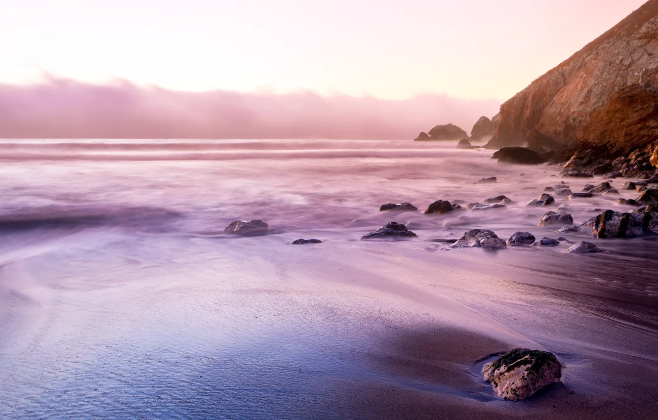 Фото обои море, небо, вода, природа, галька, скала, камни, океан