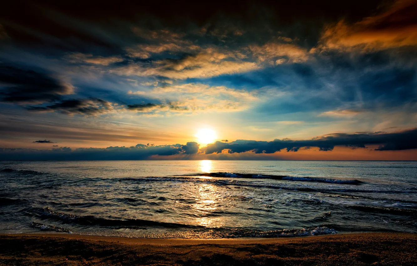 Фото обои море, небо, закат