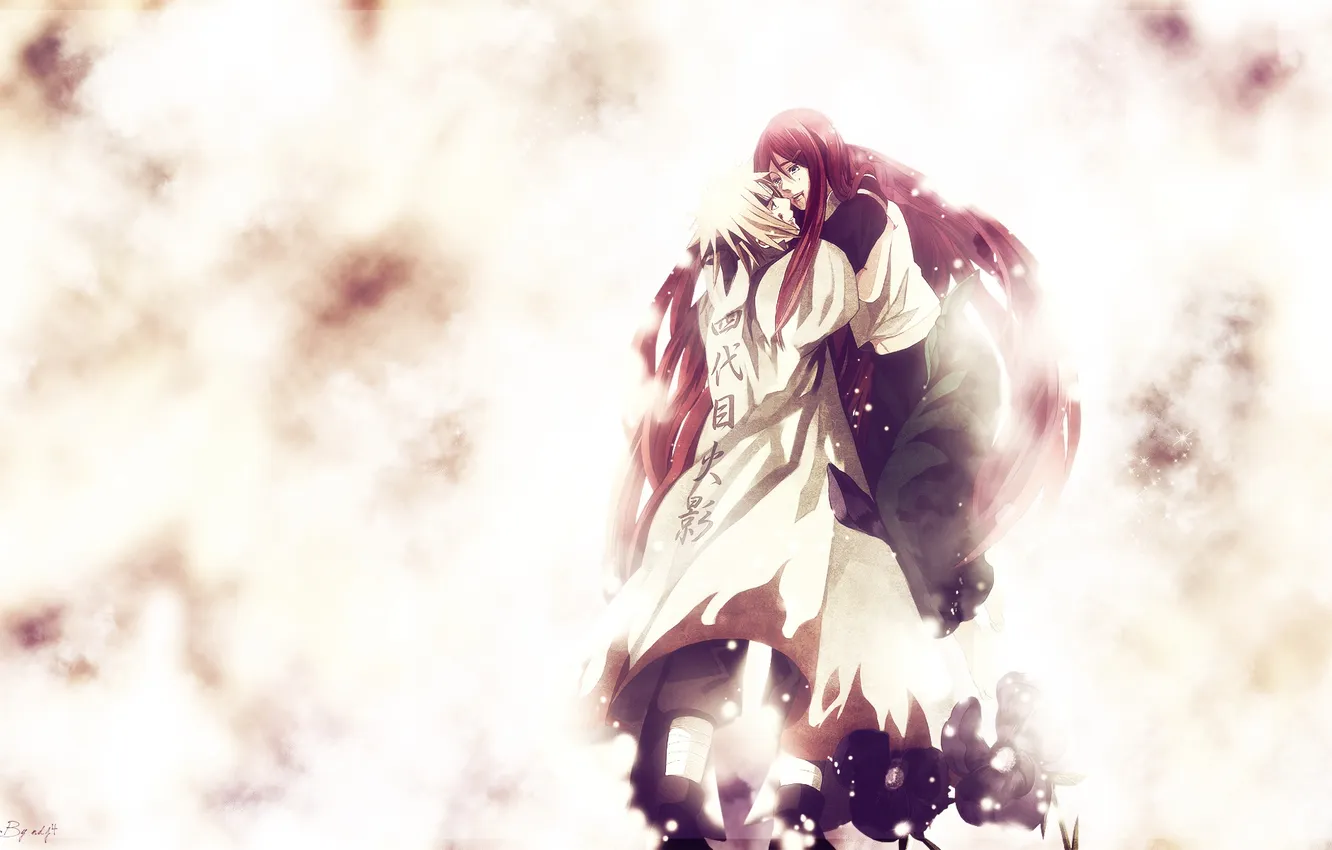 Фото обои naruto, art, death, minato, kushina