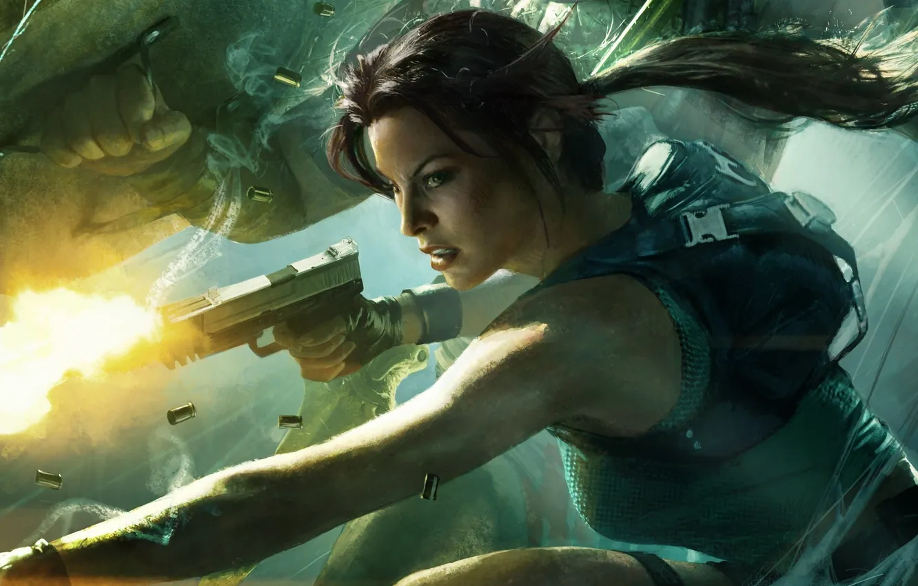 Фото обои Девушка, Пистолет, Лара Крофт, Lara Croft and the Guardian of Light