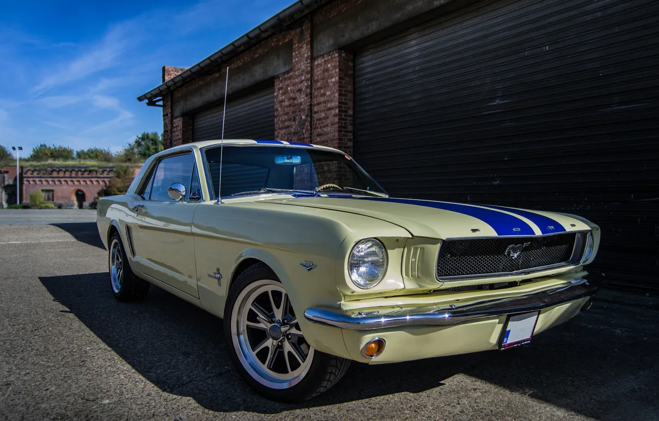 Фото обои Mustang, Ford, Blue, Strips