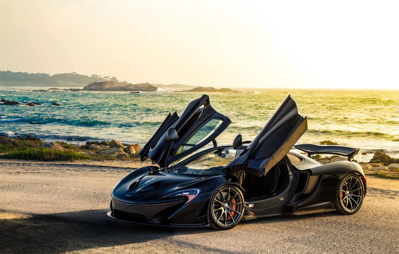 Фото обои McLaren, sky, sea, McLaren P1, Adam Bornstein Photography