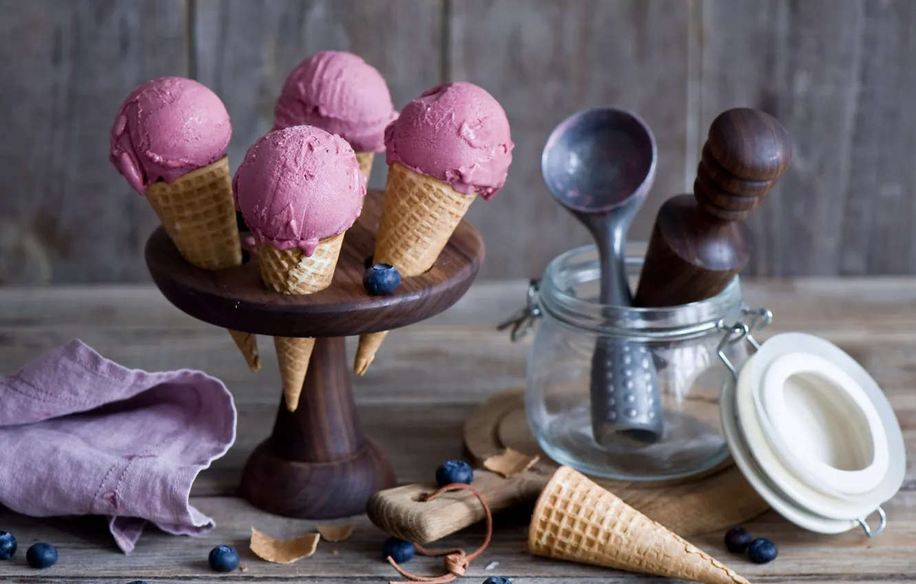 Фото обои ягоды, мороженое, ice cream