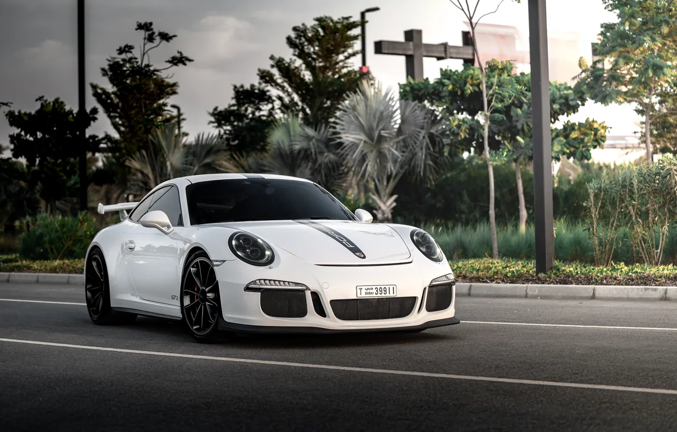 Фото обои дорога, авто, белый, 911, Porsche, GT3
