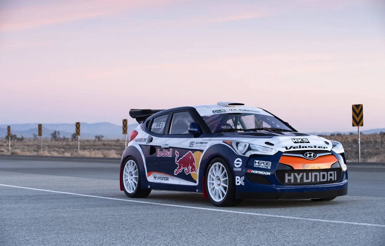 Фото обои Небо, Вечер, Колеса, Улица, Hyundai, Red Bull, WRC, Rally