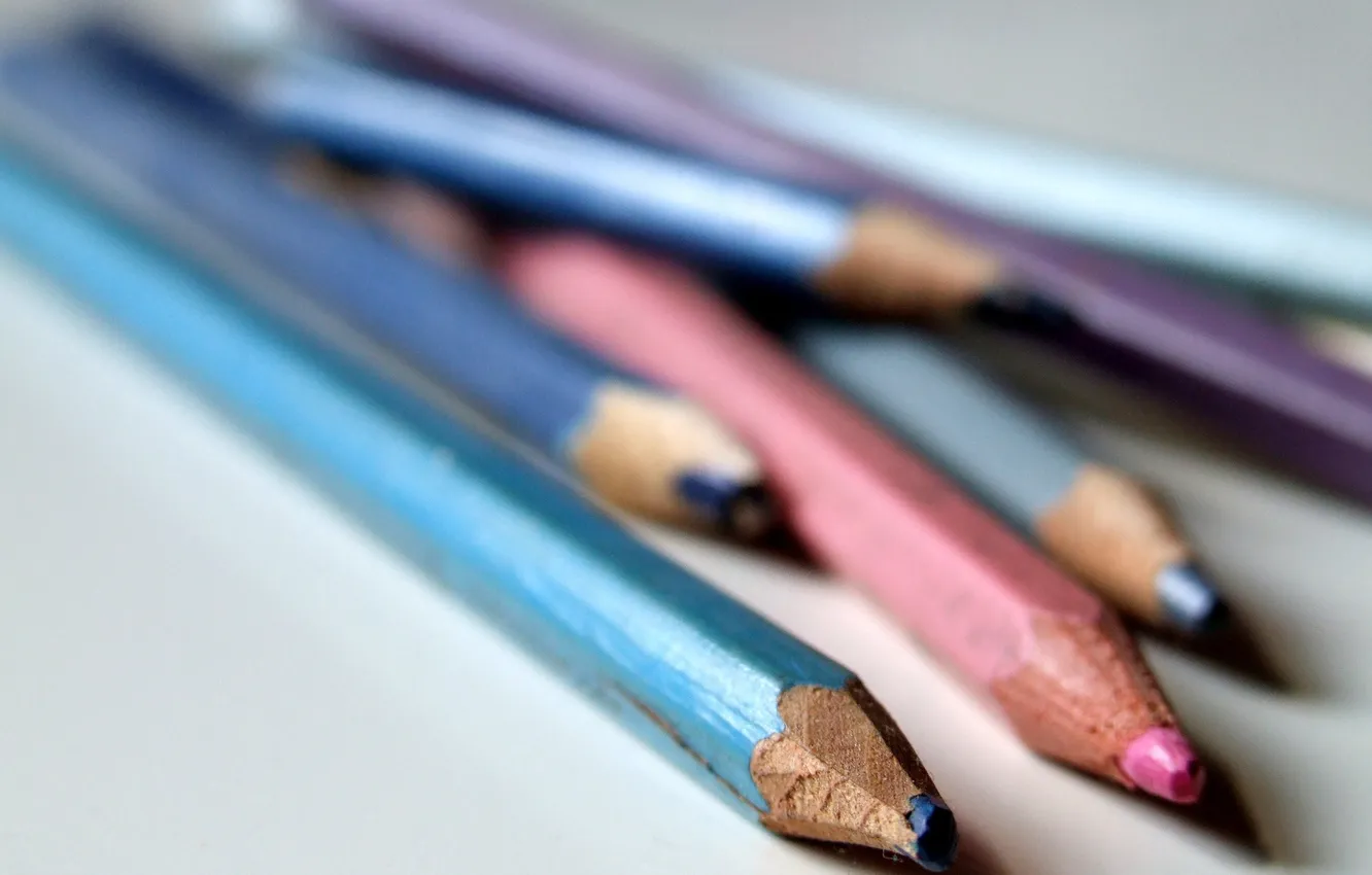 Фото обои макро, цветные, карандаши, канцтовары