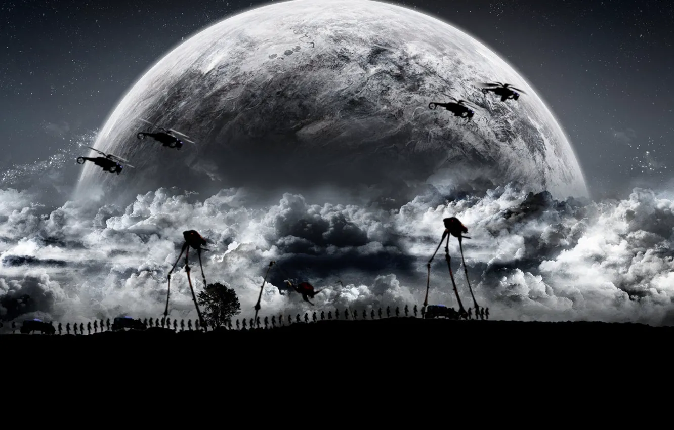 Фото обои dark, half-life, moon, army, troops