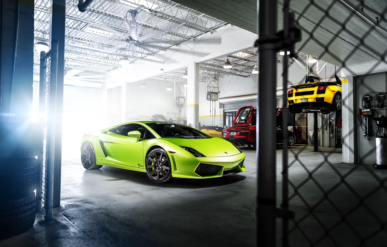 Фото обои Lamborghini, Gallardo, Green, Garage
