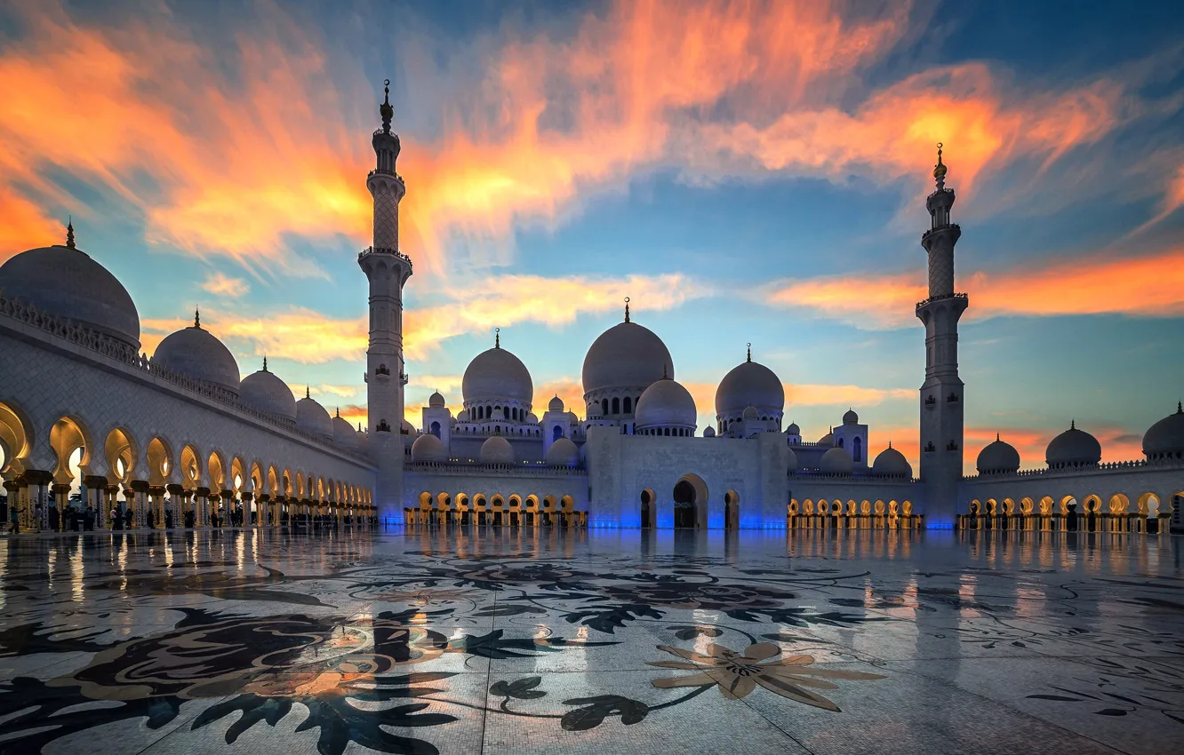 Фото обои Abu Dhabi, Scheich Zayid Moschee, Arabischen Emirate