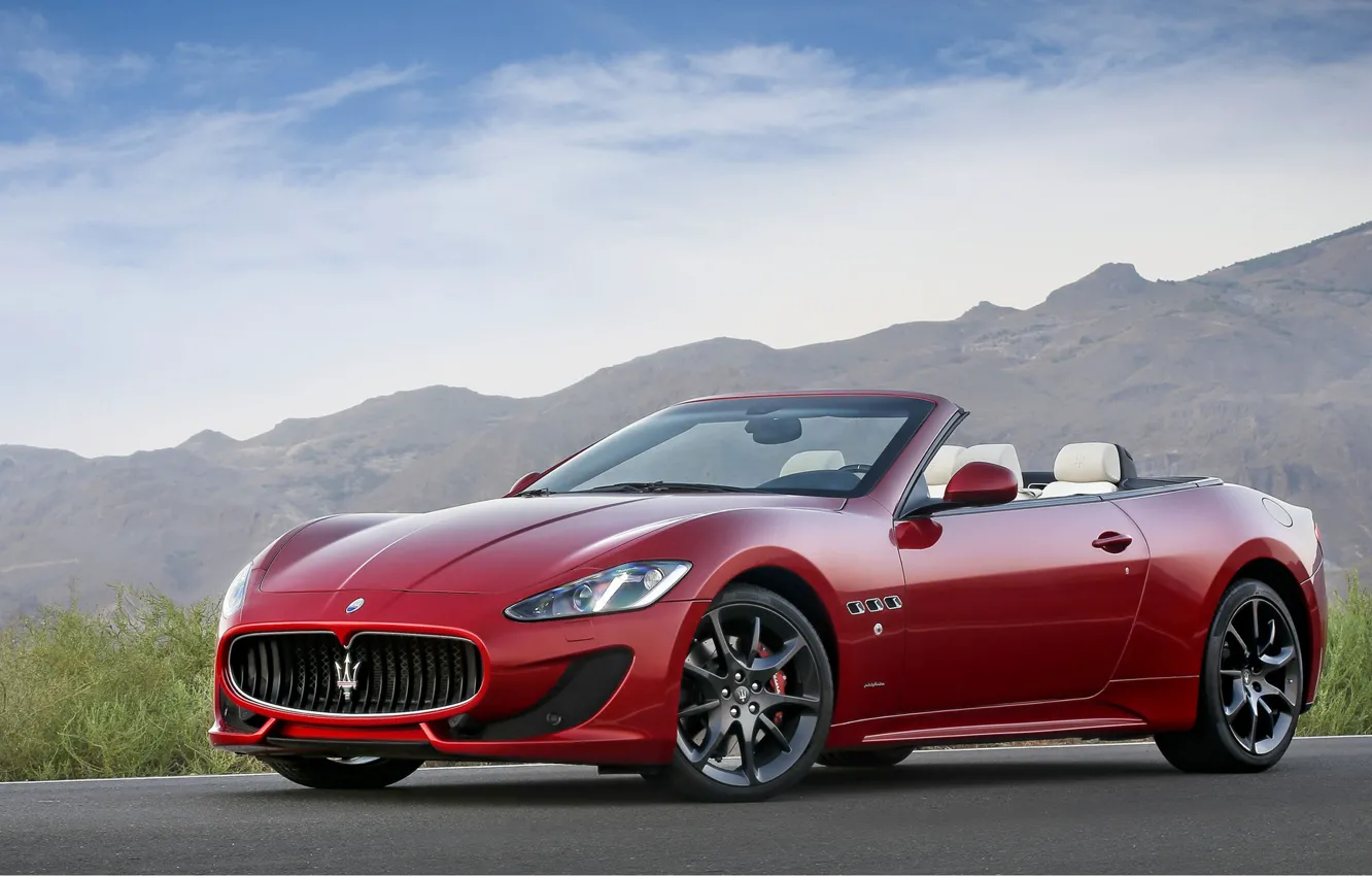 Фото обои Maserati, Красный, Спорт, Машина, Кабриолет, Мазерати, Red, Car